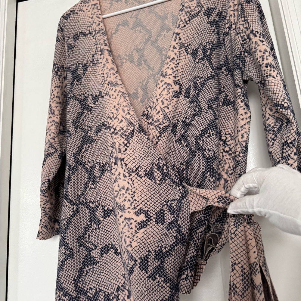 Boston Proper Pink and Gray Patterned Dress